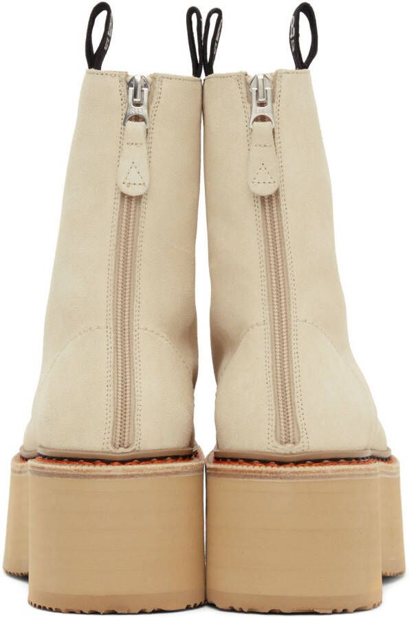 R13 Beige Suede Single Stack Lace-Up Boots