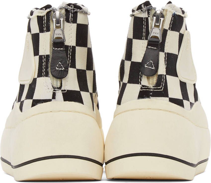 R13 Black & Off-White Check Kurt High-Top Sneakers