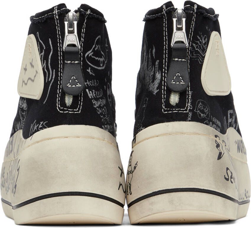 R13 Black & White Double Grommet Kurt Sneakers