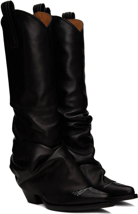 R13 Black Cowboy Tall Boots