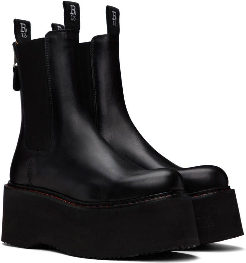 R13 Black Double Stack Chelsea Boots