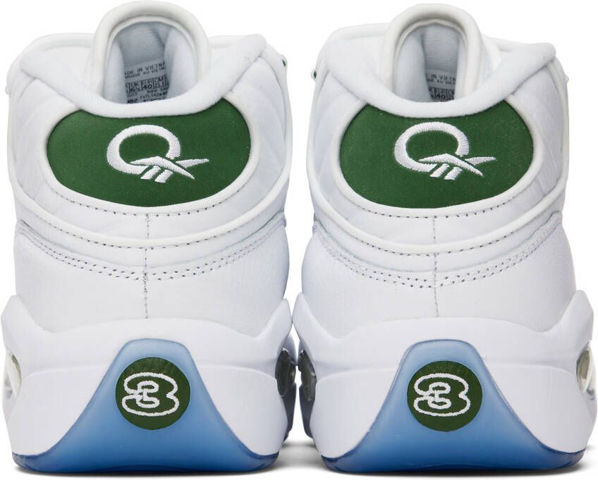 Reebok Classics White & Green Question Mid Sneakers