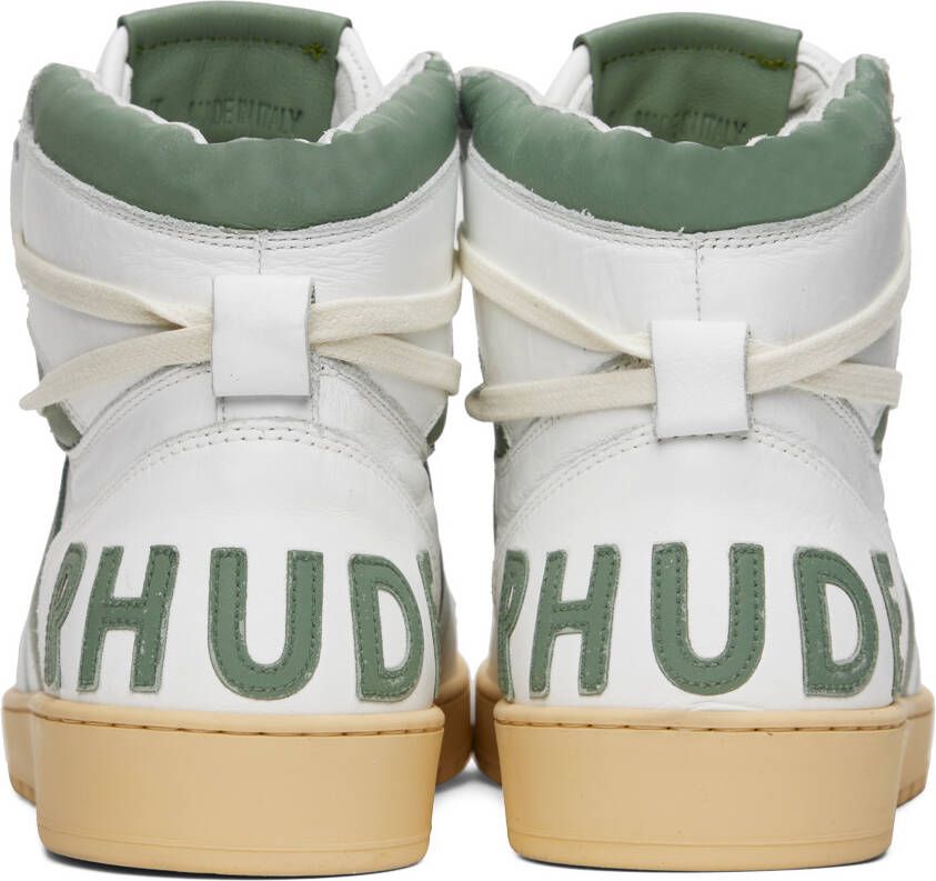 Rhude Green & White Rhecess Hi Sneakers