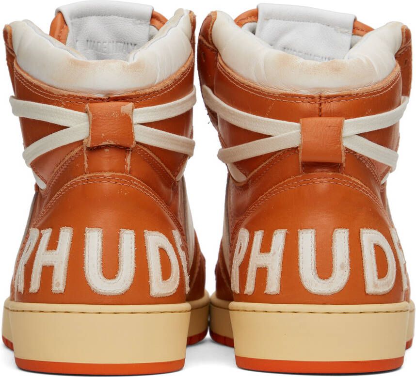 Rhude Orange & White Rhecess Hi Sneakers