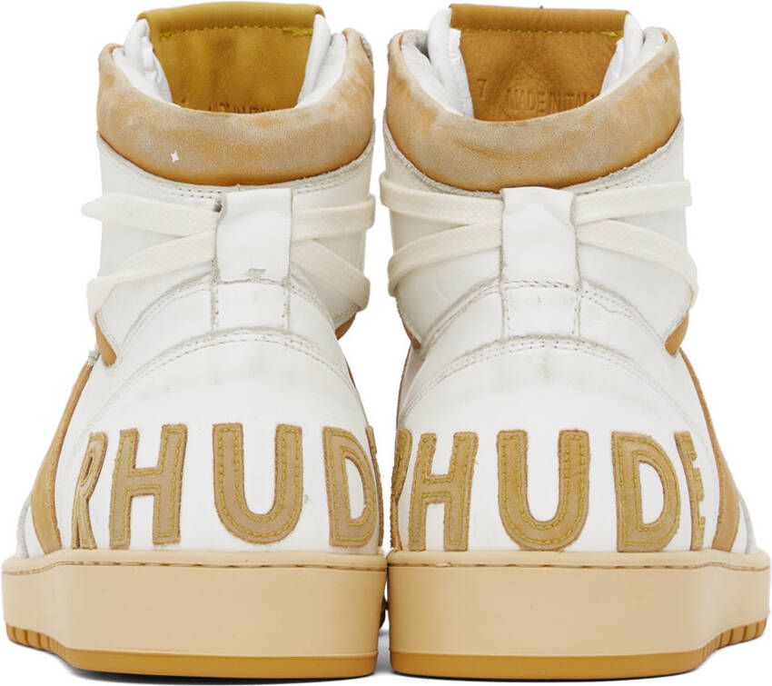 Rhude White & Yellow Rhecess-Sky Hi Sneakers