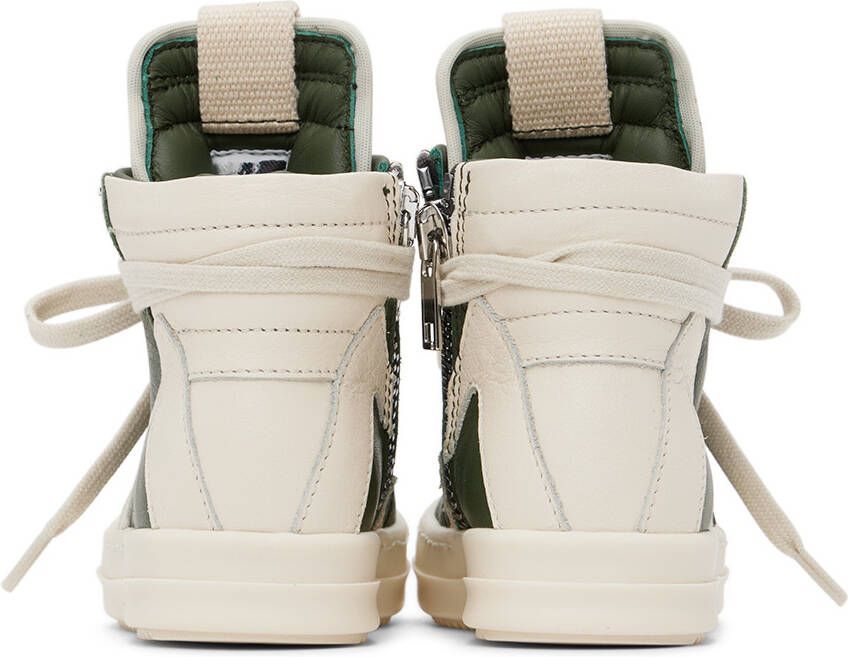 Rick Owens Baby Green & Off-White Geobasket Sneakers