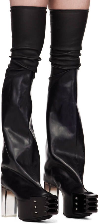 Rick Owens Black Oblique Platform Boots
