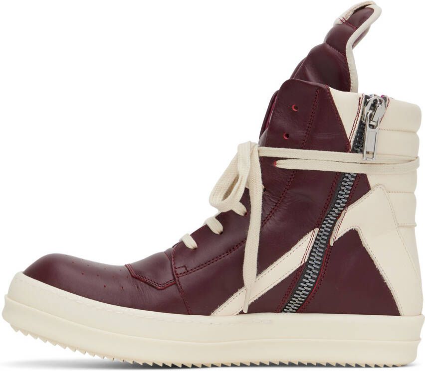 Rick Owens Burgundy Geobasket Sneakers