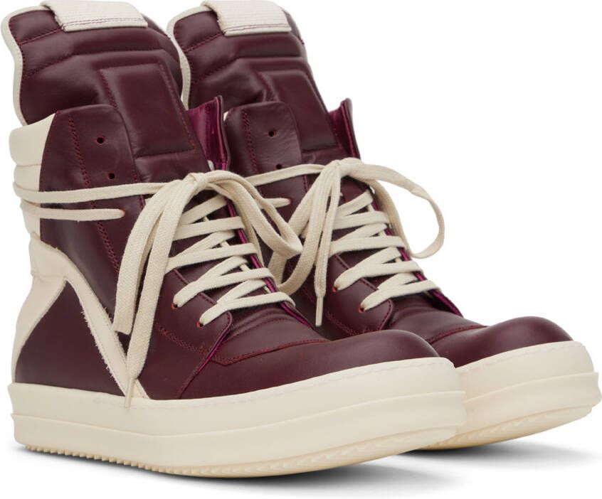 Rick Owens Burgundy Geobasket Sneakers