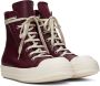 Rick Owens Burgundy Leather High Sneakers - Thumbnail 4