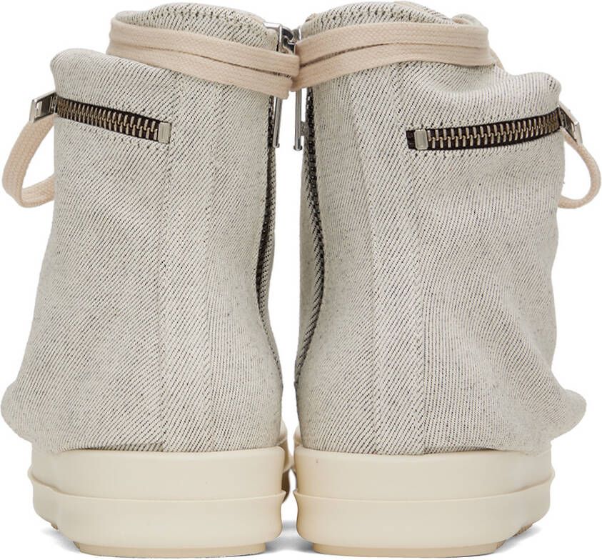 Rick Owens DRKSHDW White Lace-Up Denim Sneakers