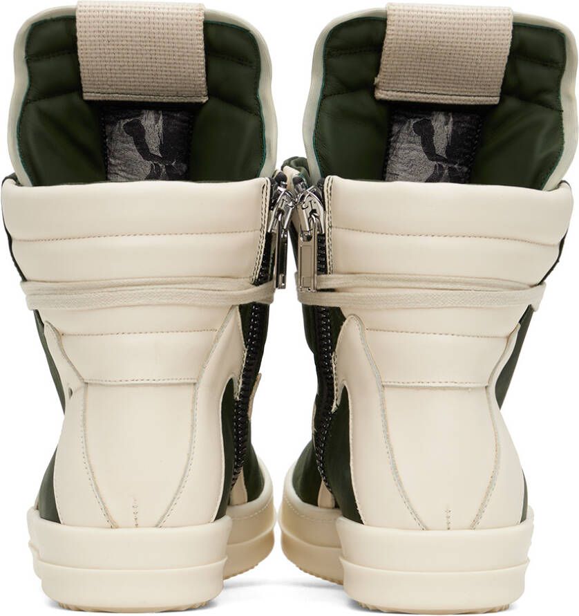 Rick Owens Green & Off-White Geobasket Sneakers