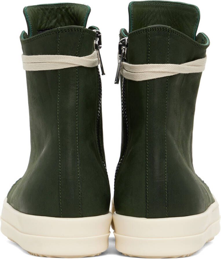 Rick Owens Green Nubuck High Sneakers