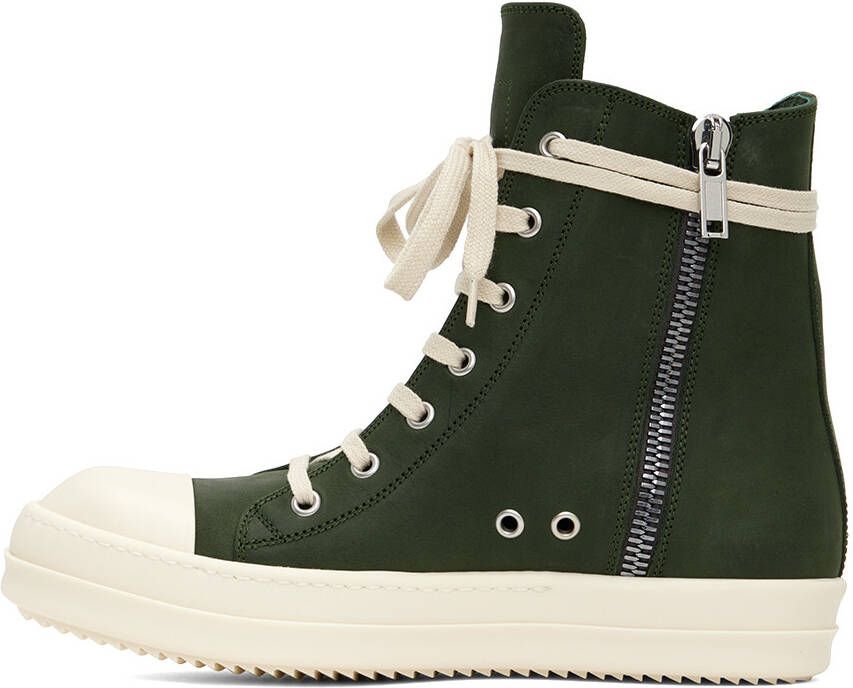 Rick Owens Green Nubuck High Sneakers