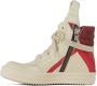 Rick Owens Kids Off-White & Red Geobasket High Sneakers - Thumbnail 3