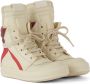 Rick Owens Kids Off-White & Red Geobasket High Sneakers - Thumbnail 4