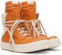 Rick Owens Kids Orange & Off-White Geobasket Sneakers - Thumbnail 4
