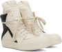 Rick Owens Off-White & Black Geobasket Sneakers - Thumbnail 4