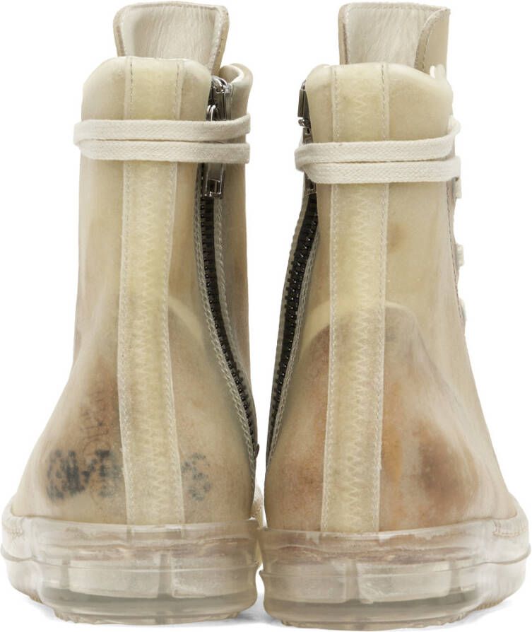 Rick Owens Off-White Leather High Sneakers