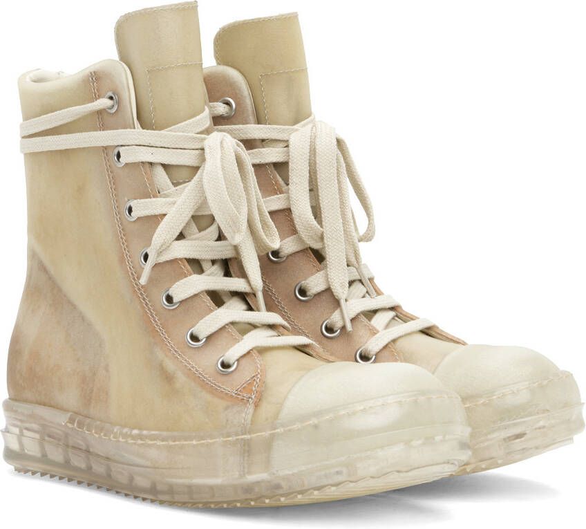 Rick Owens Off-White Leather High Sneakers