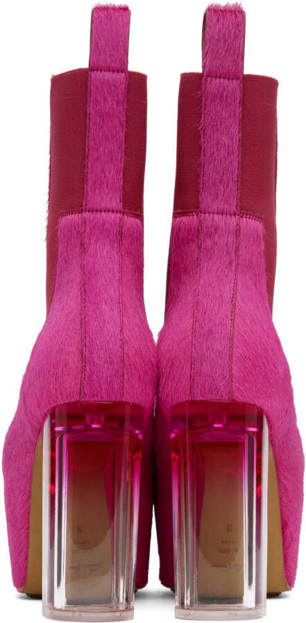 Rick Owens Pink Grilled Platform Chelsea Boots