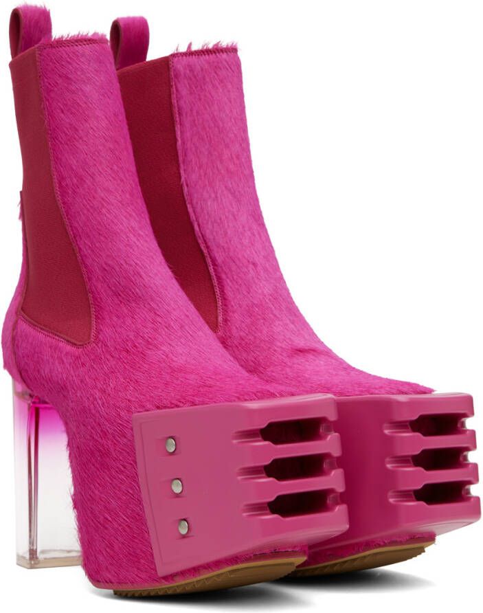 Rick Owens Pink Grilled Platform Chelsea Boots