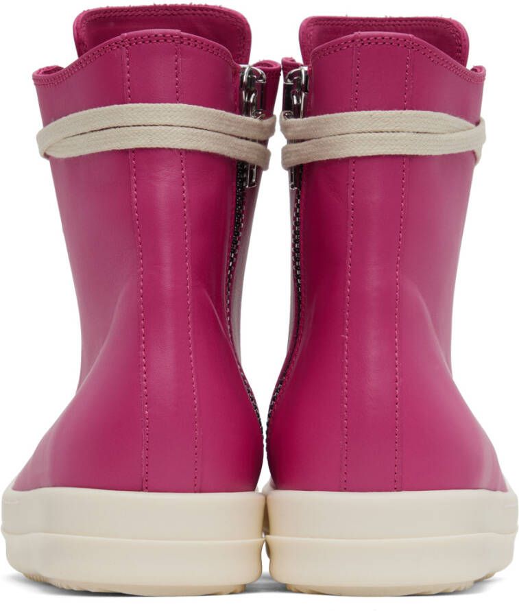 Rick Owens Pink Leather High Sneakers