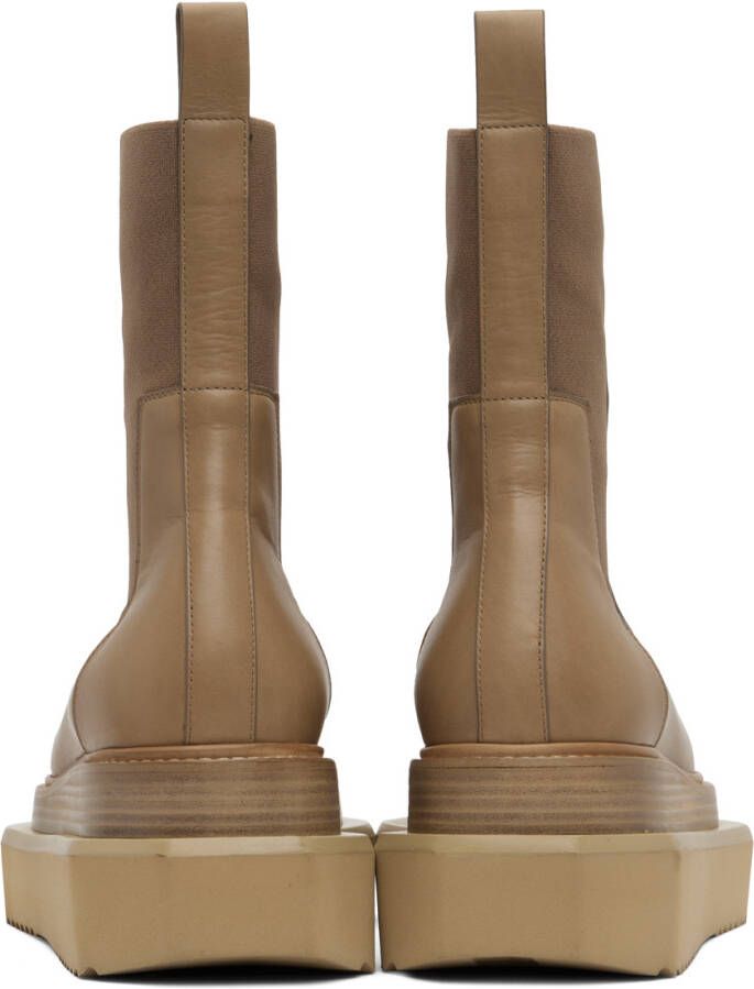 Rick Owens Taupe Beatle Turbo Cyclops Chelsea Boots