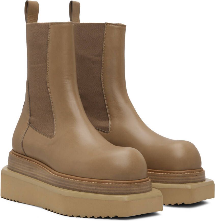 Rick Owens Taupe Beatle Turbo Cyclops Chelsea Boots