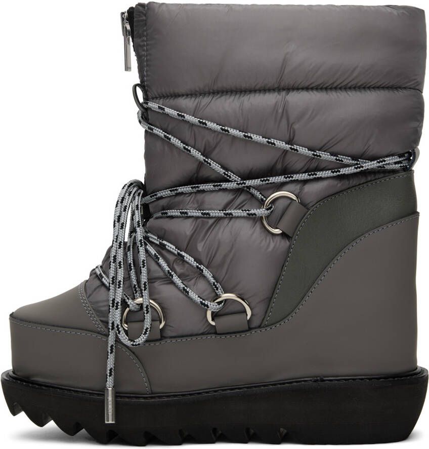 sacai Gray Lace-Up Ankle Boots