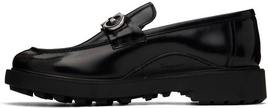 Ferragamo Black Gancini Loafers