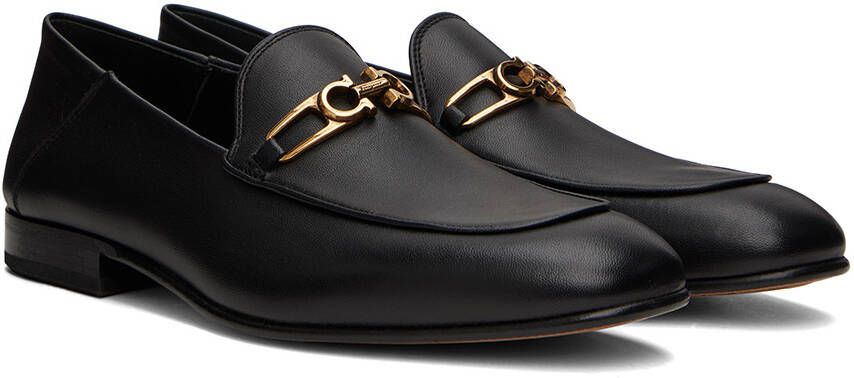 Ferragamo Black Gancini Loafers