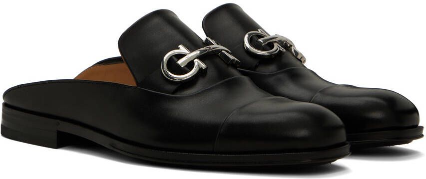 Ferragamo Black Gancini Loafers