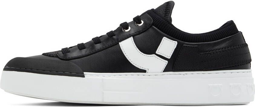 Ferragamo Black Gancini Low-Top Sneakers