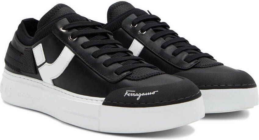 Ferragamo Black Gancini Low-Top Sneakers
