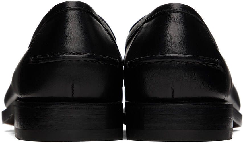 Ferragamo Black Leather Penny Loafers