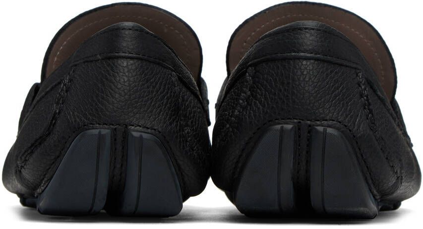 Ferragamo Black Pebbled Loafers