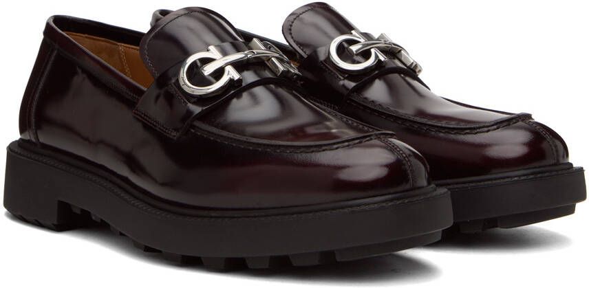 Ferragamo Burgundy Gancini Loafers