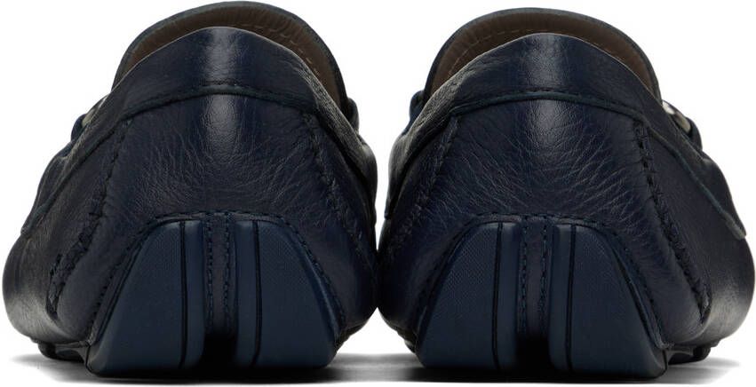 Ferragamo Navy Driver Loafers