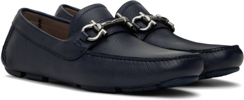 Ferragamo Navy Driver Loafers