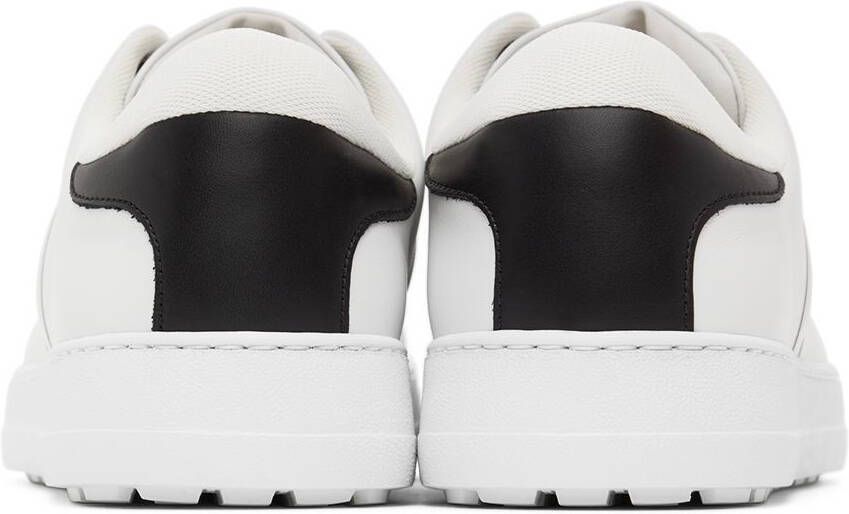 Ferragamo White & Black Gancini Sneakers