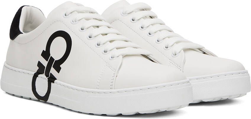 Ferragamo White Gancini Sneakers