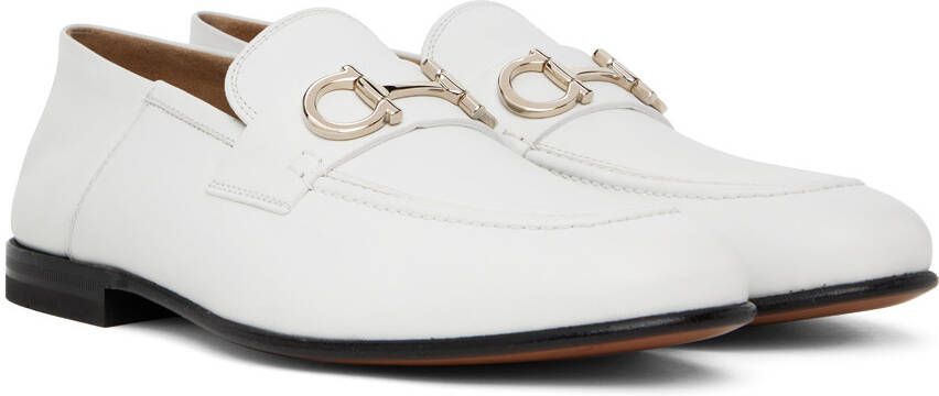 Ferragamo White Gin Loafers