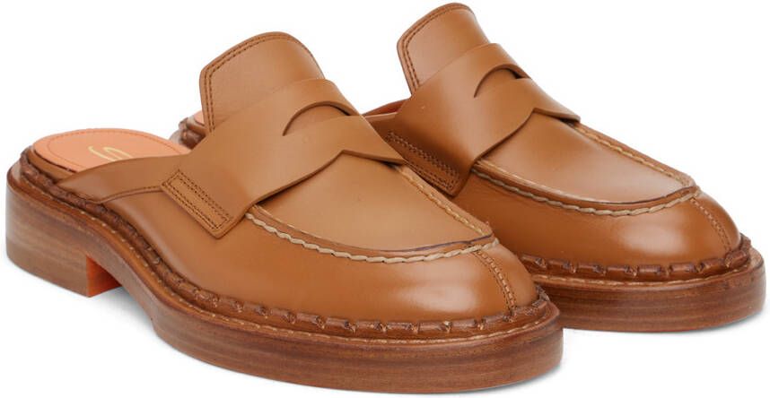 Santoni Brown Strap Loafers