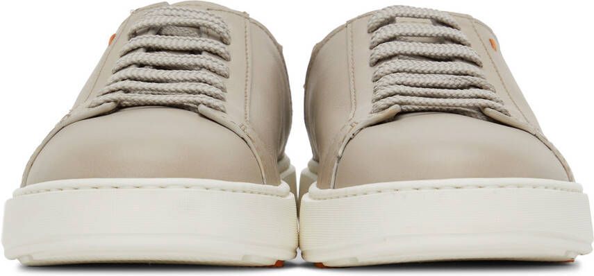 Santoni Taupe Buffed Leather Sneakers