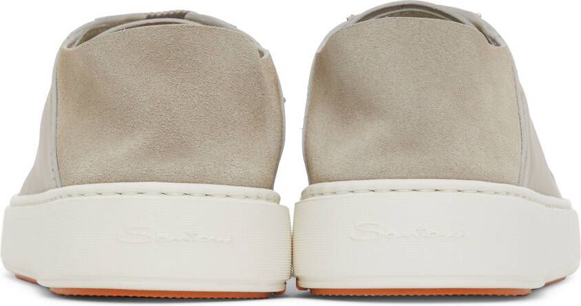 Santoni Taupe Buffed Leather Sneakers