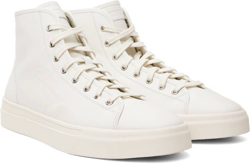 Santoni White Embossed High-Top Sneakers