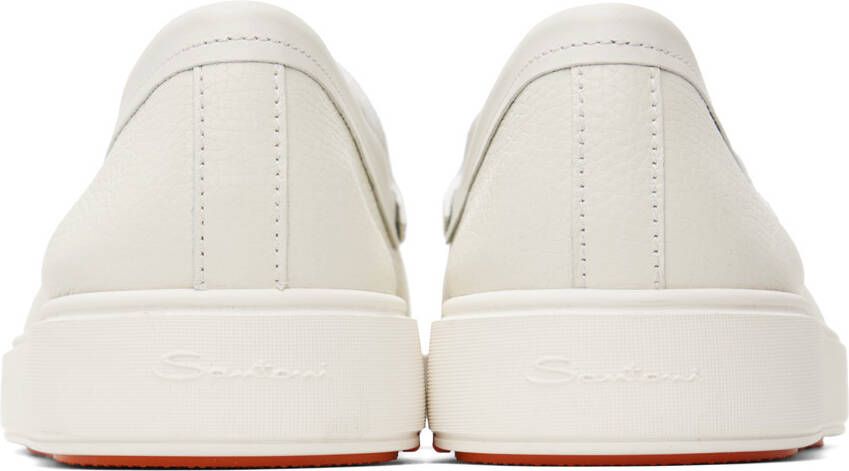 Santoni White Knotted Slip-On Sneakers