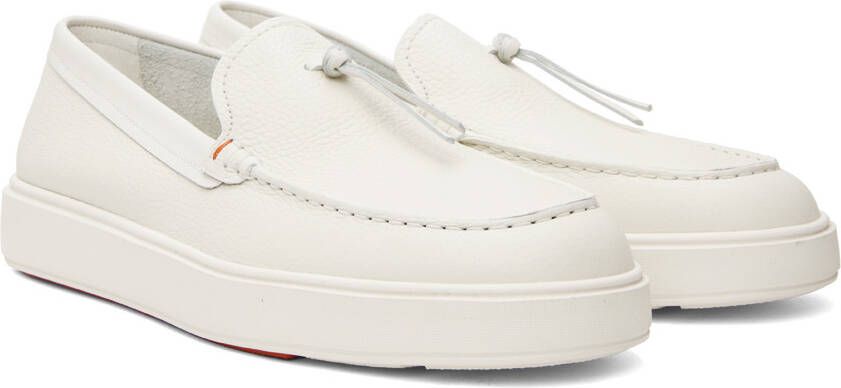 Santoni White Knotted Slip-On Sneakers