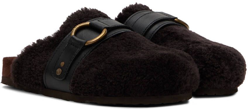 See by Chloé Brown Gema Shearling Mules